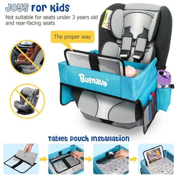Kids Travel Car Seat Organizer Activity Tray Waterproof Tablet Holder Stroller - Picture 6 of 7